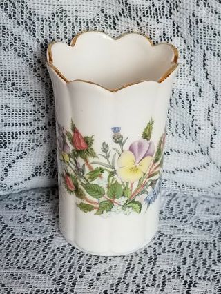 Vintage Aynsley Wild Tudor 3 " Mini Vase Fine Bone China England Gold Rim