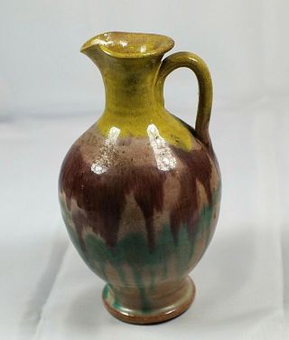 Studio Art Pottery Ewer With Unknown Makers Mark