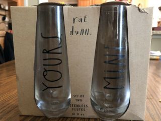 Rae Dunn Stemless Flutes “yours” “mine”