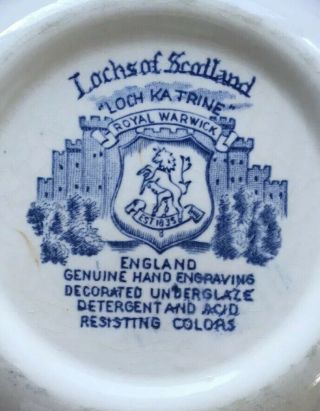 1 Royal Warwick LOCHS OF SCOTLAND BLUE Loch Katrine Cereal / Fruit Bowls England 5