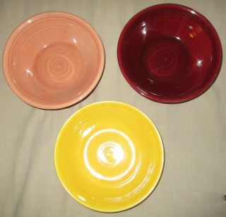 3 Midcentury Vintage Metlox Colorstak Cereal Bowls 6 - 1/2 " In Diameter