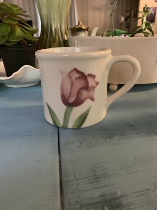 Vintage 1982 Hartstone Pottery Mug Hand Painted Tulip Pink/blue Coffee Tea Mug
