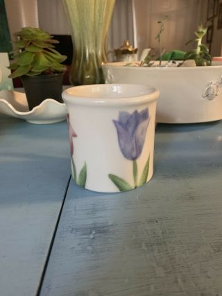 Vintage 1982 Hartstone Pottery Mug Hand Painted Tulip Pink/blue Coffee Tea Mug 3