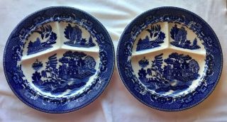 Set Of 2 Blue Willow Grill Plates From Japan