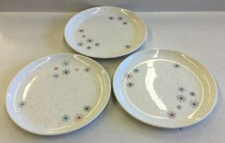 3 Retro Mid Century W.  S.  George Atomic Starburst Pattern Bread/dessert Plates