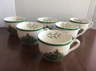 Spode Christmas Tree Pattern Teacup Green Trim Made In England S3324