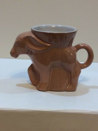 Frankoma Pottery Mauve Democratic Donkey 4 " Mug 1989