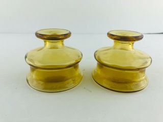 Vintage Dansk Designs France Harvest Gold Glass Vase Inkwell Candle Holder Fall