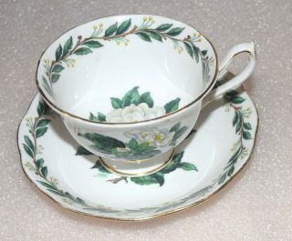 Royal Albert Artist Signed A.  Wagg " Lady Clare " Gardenia Flower Footed Cup Saucer