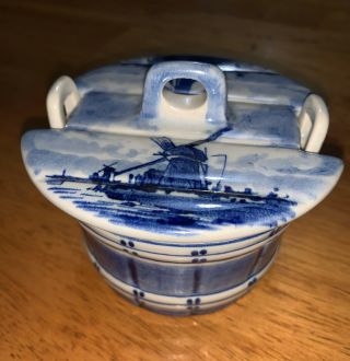 Delft Blue Made In Holland Handpainted Covered Trinket Dish