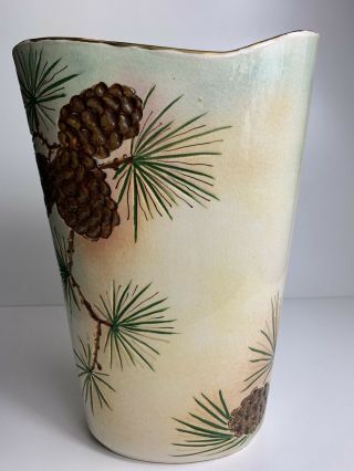 Vintage Roselane Pasadena California Pottery Mid Century Pinecone Vase 10.  5”