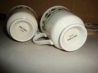2 - Share The Joy Christmas Fine China Tea Cups And Saucers Holly Berries Japan 4
