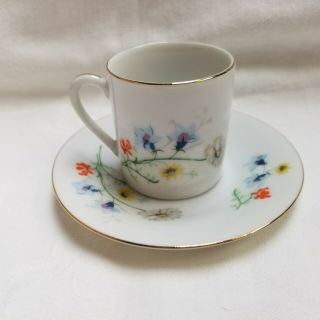 Vtg Lefton Dainty Floral Demitasse Coffee Tea Cup & Saucer Japan 003318