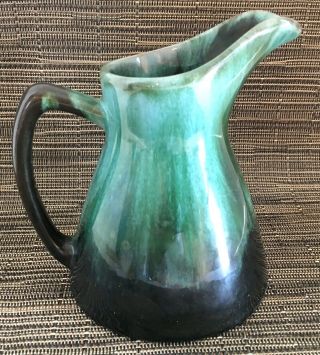 Blue Mountain Pottery Pitcher Creamer Green Black Drip Glaze 5 