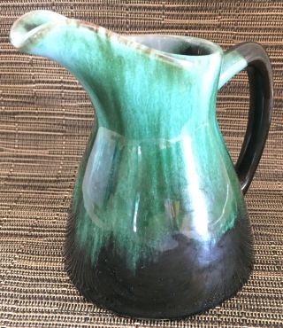 Blue Mountain Pottery Pitcher Creamer Green Black Drip Glaze 5 