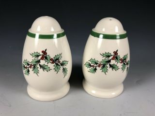2 - Spode Christmas Tree Salt And Pepper Shakers,  Wide Band S3324