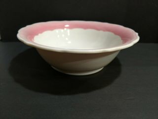 Syracuse China Restaurant Ware Oval Serving Bowl Pink & White 9 " W