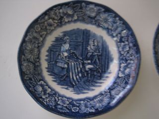 Liberty Blue Betsy Ross Berry Bowls (2) Historic Colonial Scenes England 2