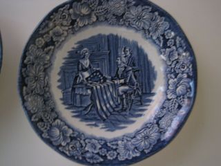 Liberty Blue Betsy Ross Berry Bowls (2) Historic Colonial Scenes England 3