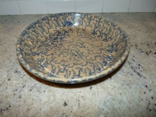 Robinson Ransbottom Pottery Blue Spongeware Pie Dish 9.  75 " Roseville,  Oh Plate