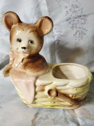Royal Copley Playful Norma Bear In A Basket,