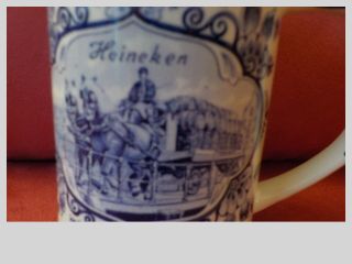 Vintage Heineken Delft Blue Stein Mug Holland Beer Wagon & Windmill 5 1/4 