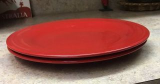 Set Of 2 Crate & Barrel 10.  5 " Red Dinner Plates Made In Italy