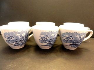 Vintage (set Of 8) Wedgwood Blue Enoch Countryside Cups Euc