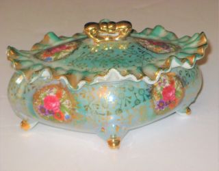 Kreiss & Co Vintage Ceramic Candy Dish Trinket Tray With Lid & Footed Vintage