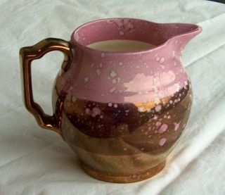 Old Castle England Pink Copper Cream Pitcher Lusterware Splatter Creamer 3 - 1/4 "