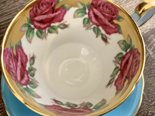 Rare Hand Painted Double Warrant Paragon Bone China Cabbage Rose Tea Cup Saucer 4