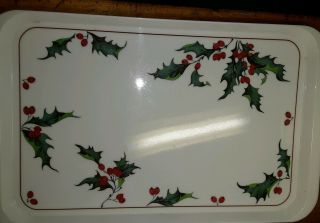 Villeroy & Boch Plastic Christmas Tray Holly Berries 11 1/2 " X 18 3/4 "