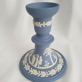 Vintage Wedgwood Jasperware Blue & White Made In England Candle Holder 5 " Tall