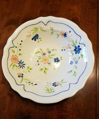 Country French Sears Ironstone White Blue Floral Vegetable Serving Bowl 4453