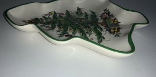 Spode Christmas Tree Shaped Plate Serving Tray Dish England Green Trim Holiday 4