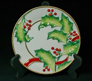 Fitz And Floyd Noel Classique Holly Pattern Canape Plate