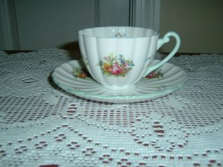 Vintage Shelley Fine Bone China Tea Cup And Saucer With Floral Pattern