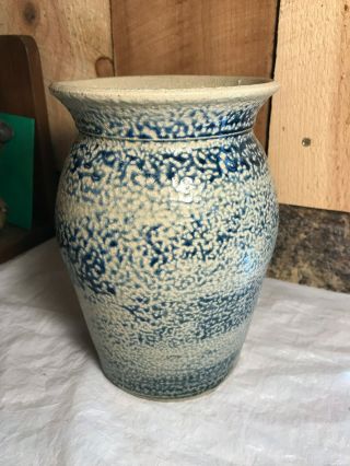 Vintage Stoneware Art Glazed Pottery 8 " Vase Planter