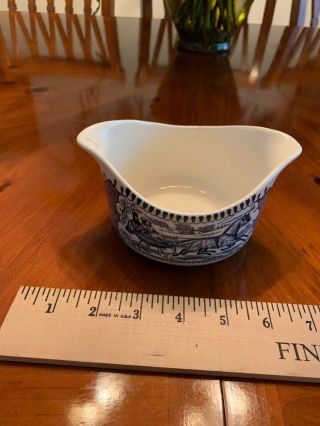 Currier And Ives Vintage China Gravy Boat And Under - plate FLAWS “Oken Bucket” 3