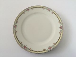 Noritake China Poinciana Pink Roses Blue Band Gold Trim - 10 " Dinner Plate