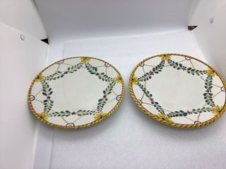 2 Nazari Pottery Hand Painted Plates Made In Portugal