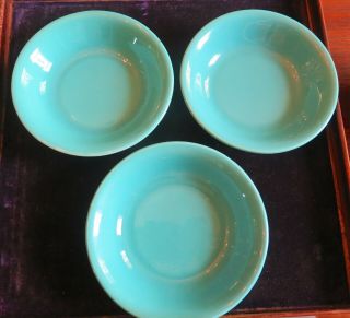 Set Of Four Small Bowls - 5.  25x1.  25 - Three Metlox Poppytrail - 1 - Franciscan - Turquoise