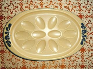 Pfaltzgraff Folk Art Stuffed Egg Plate Platter Usa Vtg 780 Stoneware Oval Dish