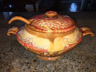 Vintage Maurice Pottery Soup Tureen With Ladle And Lid