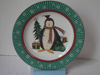 Sakura Debbie Mumm Penguins Salad Plate (s) Penguin W/ Christmas Tree & Gifts