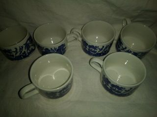 Vintage Churchill Blue Willow Coffee Tea Cups Made in England Embossed China 2