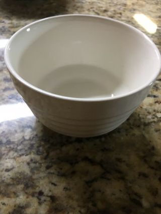 Antique Usa Cereal Oatmeal Bowl Ribbed White Stoneware