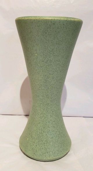 Vintage Mccoy Usa Pottery Floraline 400 Mid - Century Modern Matte Green Vase