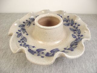 2000 Salmon Falls Stoneware Pottery Blueberry Candle Holder Dover Nh
