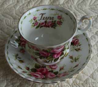 Royal Albert Flower Of The Month Series " June " Roses Teacup & Saucer